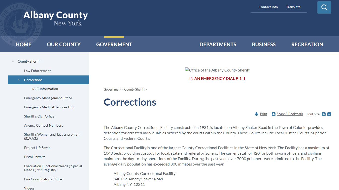 Corrections | Albany County, NY