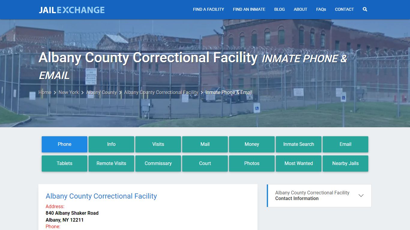 Inmate Phone - Albany County Correctional Facility, NY - Jail Exchange